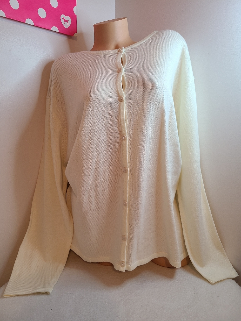 VTG San Michelle Bay Classic Cream Button Down Cardigan Sweater Size 2X